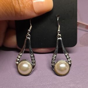 Elegant Silver and Pearl Drop Earrings